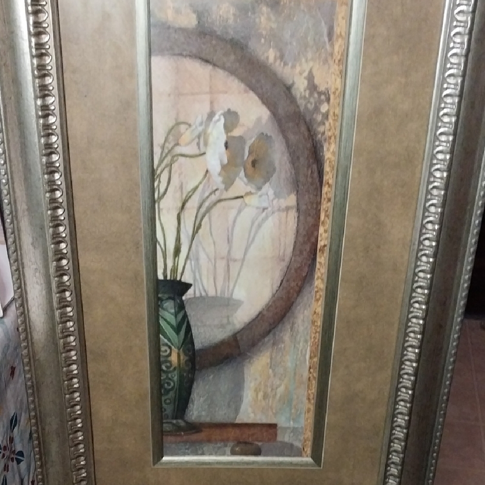 Elegant Floral Art Painting with Gold and Cream Accents